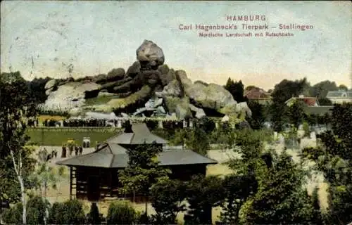 Ak Hamburg Eimsbüttel Stellingen, Carl Hagenbecks Tierpark, Nordische Landschaft, Rutschbahn