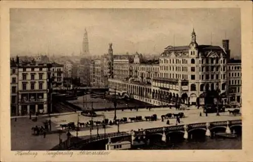 Ak Hamburg Mitte Neustadt, Jungfernstieg, Alsterarkaden, Kutschen