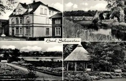 Ak Bad Schwartau in Holstein, Pension Carstens, An der Au, Kuranlagen, See