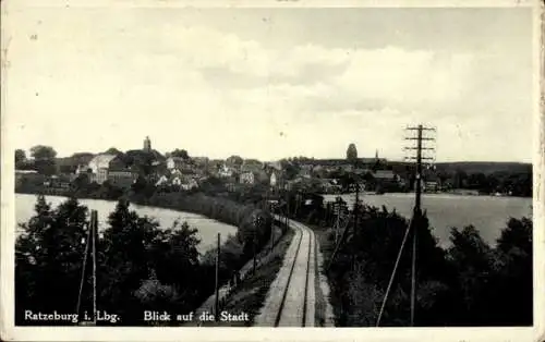 Ak Ratzeburg im Herzogtum Lauenburg, Teilansicht, Bahnschienen