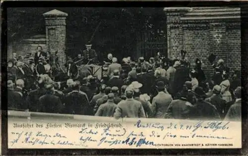 Ak Friedrichsruh Aumühle im Herzogtum Lauenburg, Fürst Bismarck, Ausfahrt