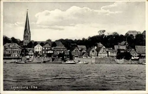 Ak Lauenburg an der Elbe, Teilansicht, Kirchturm