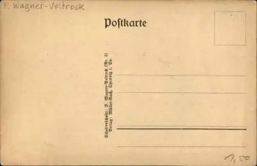 Scherenschnitt Künstler Ak Wagner-Voltrock, Frau mit Kind im Wald, Holzfäller, Hund