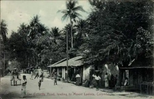 Ak Colombo Ceylon Sri Lanka, Colpetty Road, die zum Mount Lavinia führt