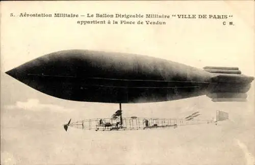 Ak Französisches Militär-Luftschiff Ville de Paris, Place de Verdun
