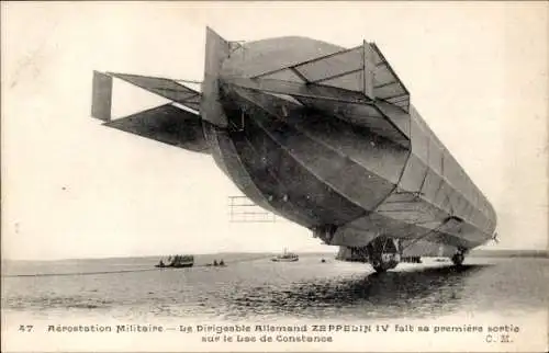 Ak Luftschiff Zeppelin IV über dem Bodensee