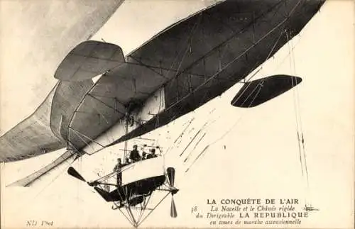 Ak Französisches Luftschiff La République, Gondel