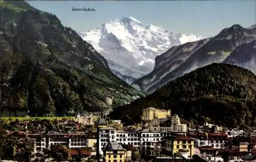 Ak Interlaken Kanton Bern, Gesamtansicht, Jungfrau
