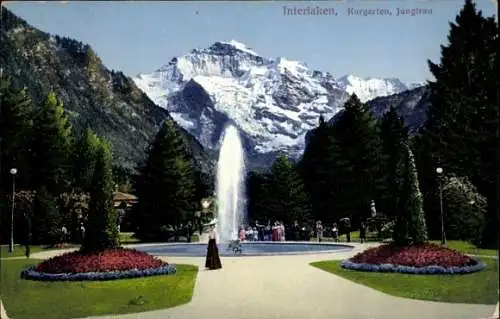 Ak Interlaken Kanton Bern, Kurgarten, Jungfrau