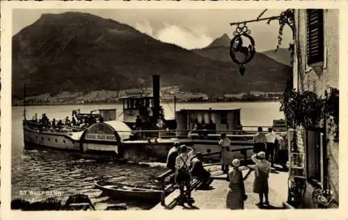 Ak St. Wolfgang im Salzkammergut in Oberösterreich, Salondampfer Kaiser Franz Josef I, Weißes Rössl