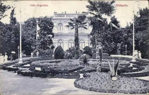 Ak Abbazia Kroatien, Villa Angiolina, Partie im Park