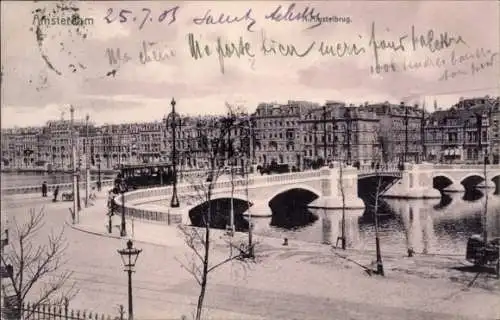 Ak Amsterdam Nordholland Niederlande, Amstelbrug