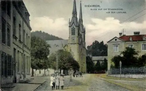 Ak Diekirch Luxemburg, Blick auf die Pfarrkirche