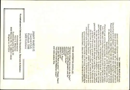 Ak Schauspieler Jimmy Makulis, Portrait,  Autogramm