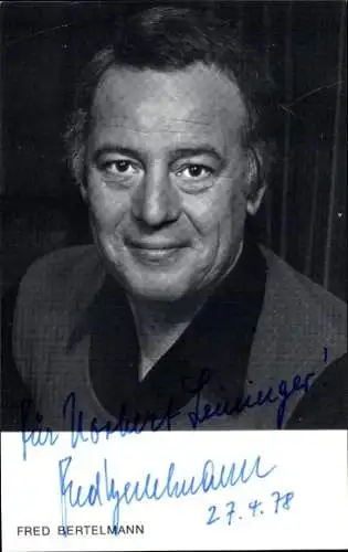 Ak Schauspieler Fred Bertelmann, Portrait, Autogramm