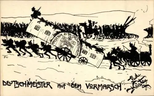 Künstler Ak Kristen, R., Deutschmeister auf dem Vormarsch, Waisenstiftung