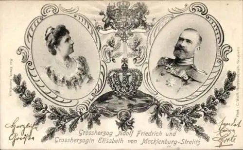 Ak Großherzog Adolf Friedrich von Mecklenburg-Strelitz mit Frau Elisabeth von Anhalt