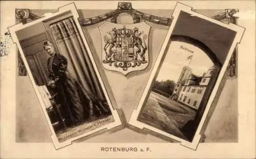 Wappen Ak Rotenburg an der Fulda, Schloss, Prinzessin Wilhelm von Hessen