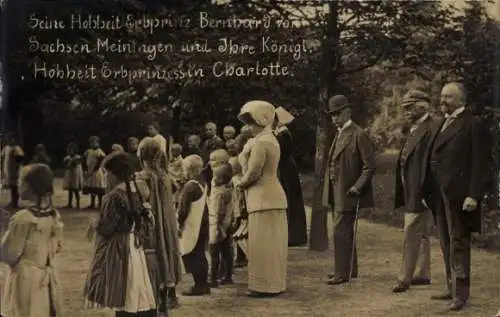 Foto Ak Erbprinz von Sachsen-Meiningen, Erbprinzessin Charlotte