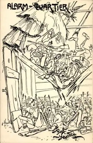 Künstler Ak Kristen, Rud., Alarm-Quartier, Deutschmeister Witwen-Stiftung