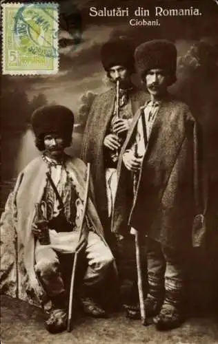 Ak Rumänische Hirten in Tracht