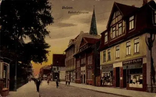 Ak Uelzen in Niedersachsen, Bahnhofstraße, Geschäft Ernst Plön, Starcke