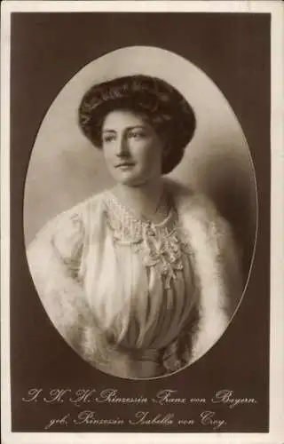 Passepartout Ak Prinzessin Franz von Bayern, Isabella von Croy, Portrait