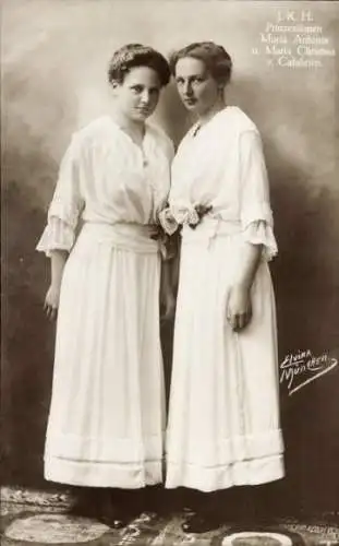 Ak J.K.H. Prinzessinnen Maria Antonia und Maria Christina von Calabrien