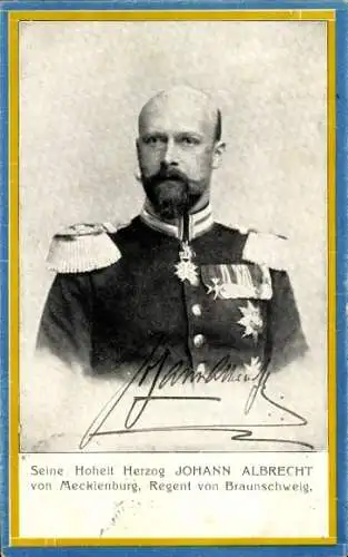 Ak Herzog Johann Albrecht zu Mecklenburg-Schwerin, Regent von Braunschweig