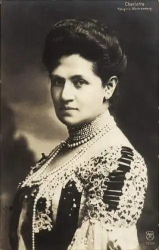 Ak Königin Charlotte von Württemberg, Portrait, Perlenketten