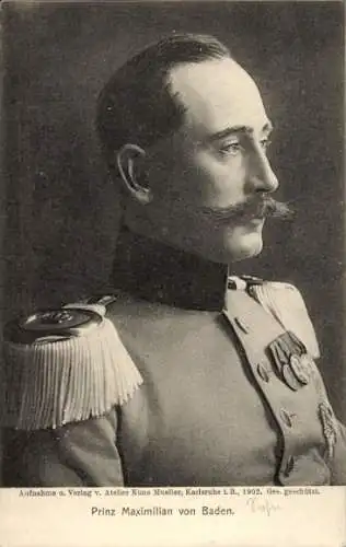Ak Prinz Maximilian von Baden, Portrait in Uniform