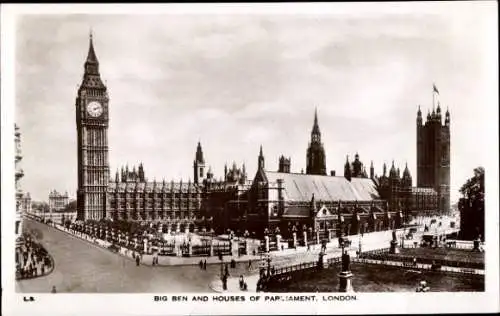 Ak City of Westminster London England, Big Ben und Houses of Parliament