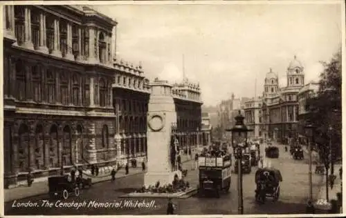 Ak City of Westminster London England, Whitehall, Cenotaph Memorial