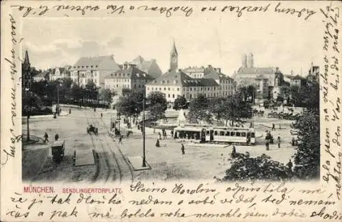 Ak München, Sendlingertorplatz, Straßenbahn