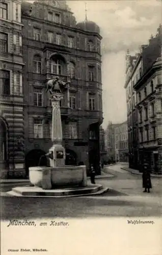 Ak München, Wolfsbrunnen am Kosttor