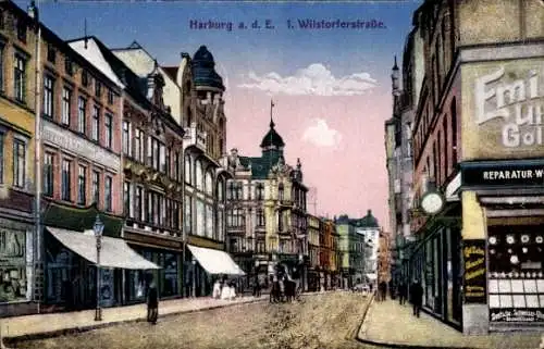 Ak Hamburg Harburg, 1. Wilstorferstraße mit Geschäften