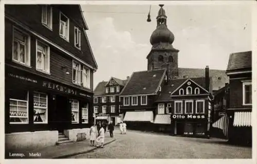 Ak Lennep Remscheid im Bergischen Land, Markt, Reichshof, Geschäft Otto Mess, Kirche