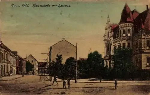 Ak Haan im Rheinland, Kaiserstraße mit Rathaus