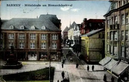 Ak Barmen Wuppertal, Mittelstraße am Bismarckdenkmal