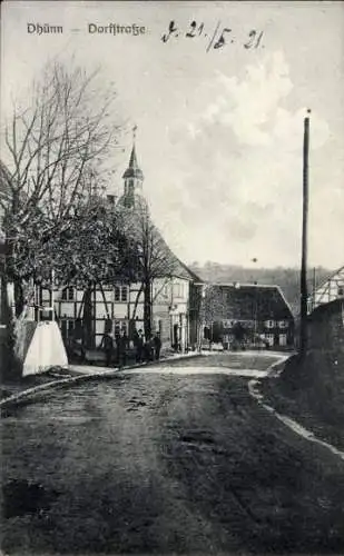 Ak Dhünn Wermelskirchen im Bergischen Land, Dorfstraße, Fachwerkhäuser, Kirche