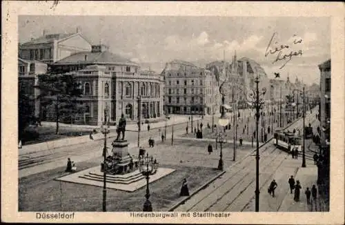 Ak Düsseldorf am Rhein, Hindenburgwall, Stadttheater