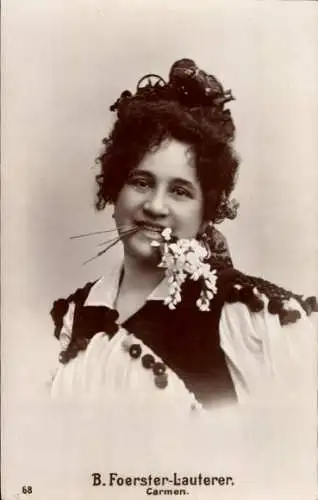 Ak Opernsängerin Bertha Foerster-Lauterer, Portrait, Carmen