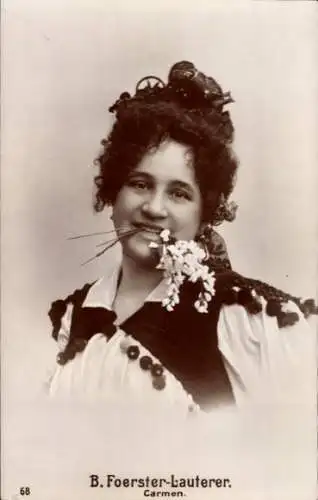 Ak Opernsängerin Bertha Foerster-Lauterer, Portrait, Carmen