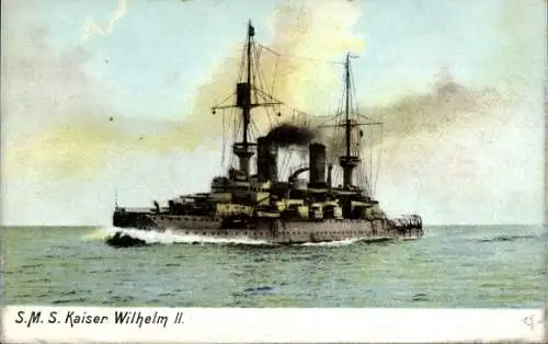 Ak Deutsches Kriegsschiff, SMS Kaiser Wilhelm II, Kaiserliche Marine