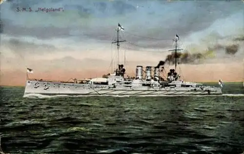 Ak Deutsches Kriegsschiff, SMS Helgoland, Linienschiff, Kaiserliche Marine