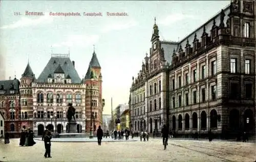 Ak Bremen, Gerichtsgebäude, Hauptpost und Domshalde