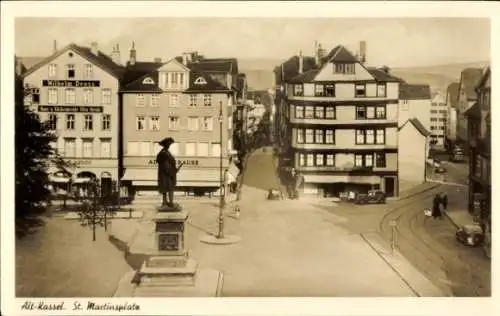 Ak Kassel, St. Martinsplatz, Denkmal, Geschäft Wilhelm Denss