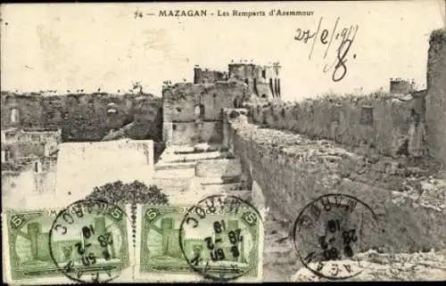 Ak Mazagan Algerien, Die Stadtmauer von Azemmour