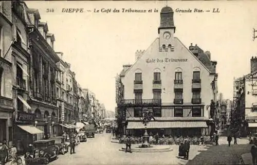 Ak Dieppe Seine-Maritime, Café des Tribunaux, Grande Rue