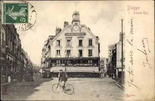 Ak Dieppe Seine-Maritime, Grande Rue, Café des Tribunals
